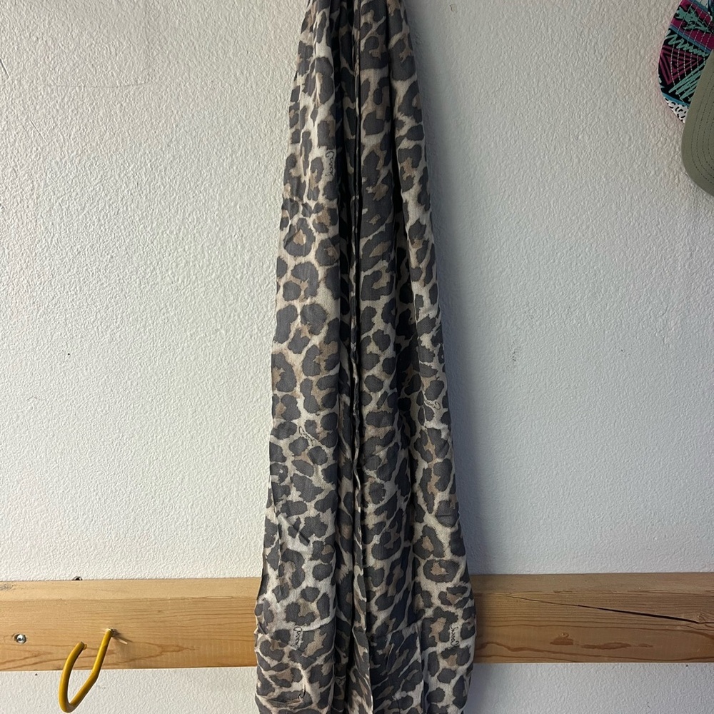 Coach Animal Print Scarf in Gray and Cream